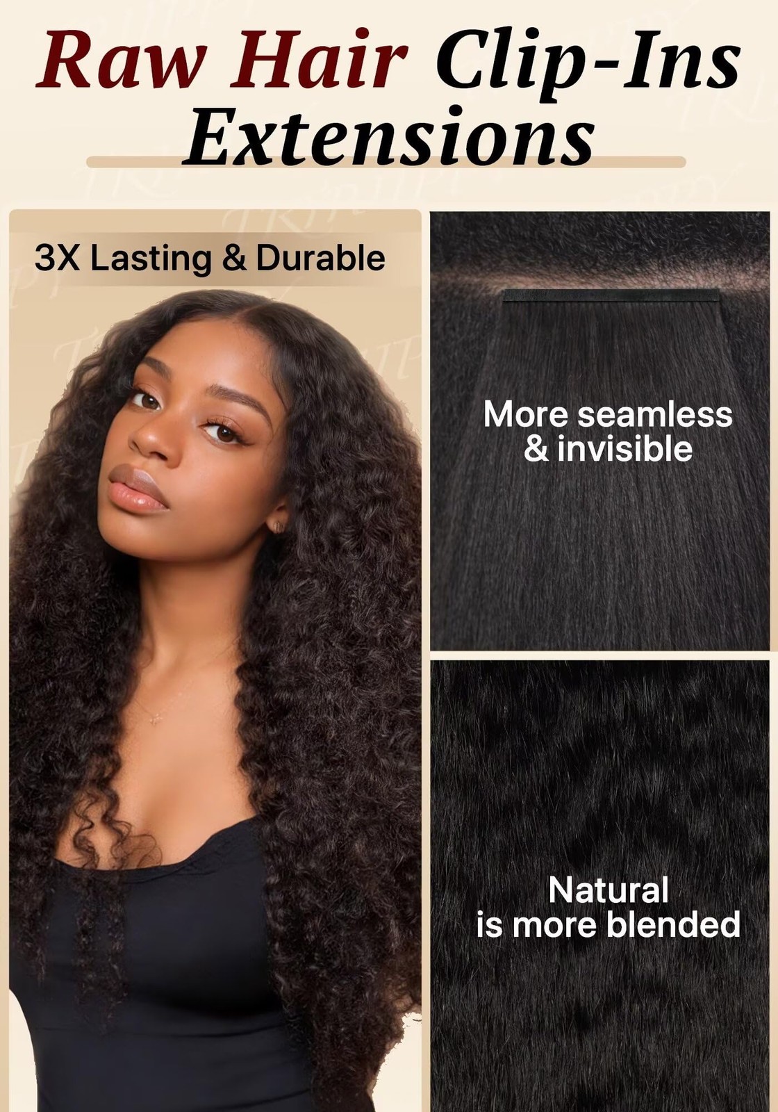 Triippy Clip In Hair Extensions135G 9Pcs Seamless Burmese Curly Hair Extension