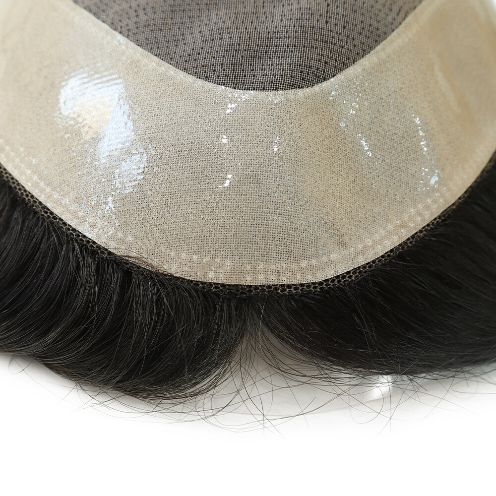 Mens Toupee Human Hair Durable Fine Mono Hair pieces For Gent Men Unit Hairpiece