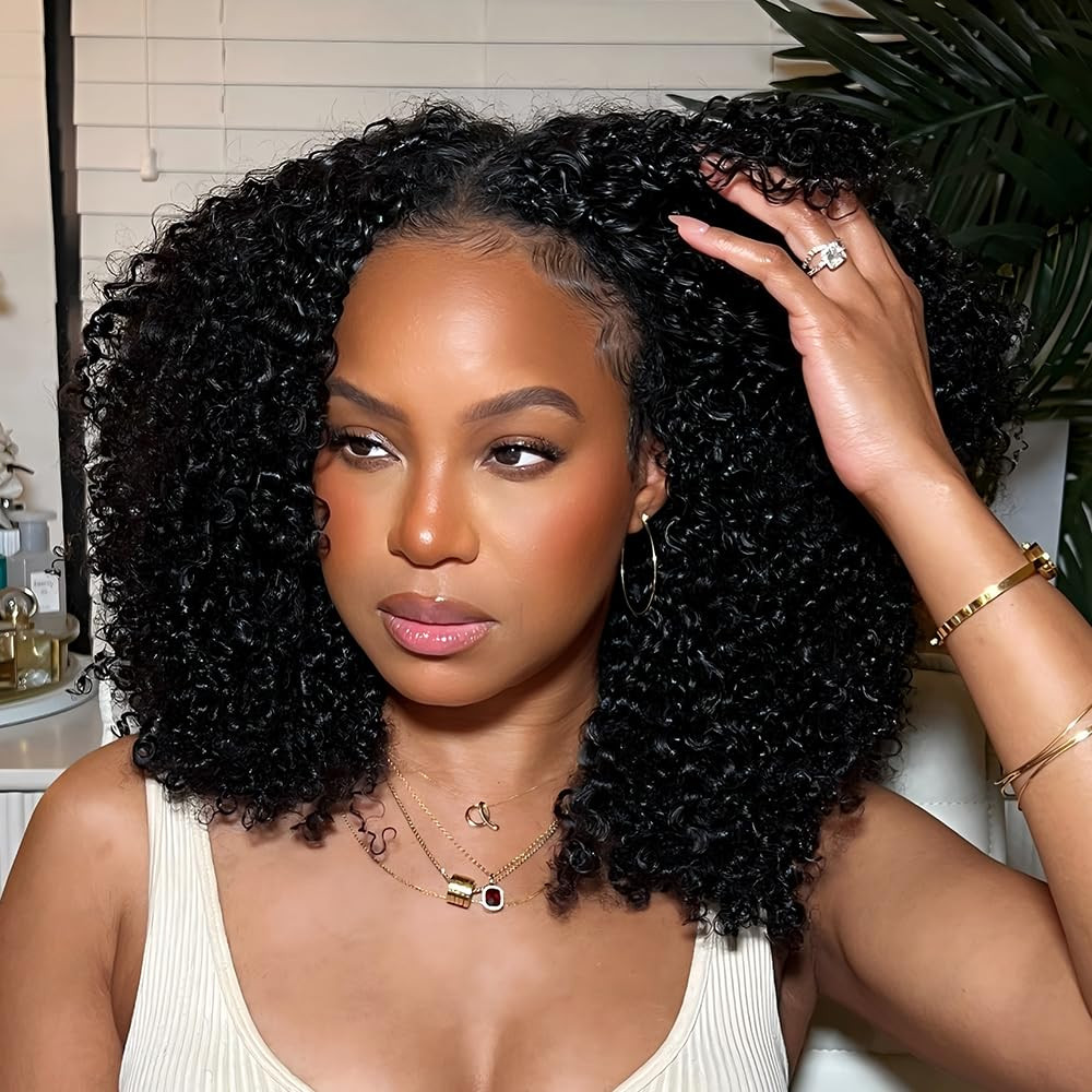 Afro Kinky Curly Knotless Pre-Separated Crochet Hair Extensions Kinky Curly Feat