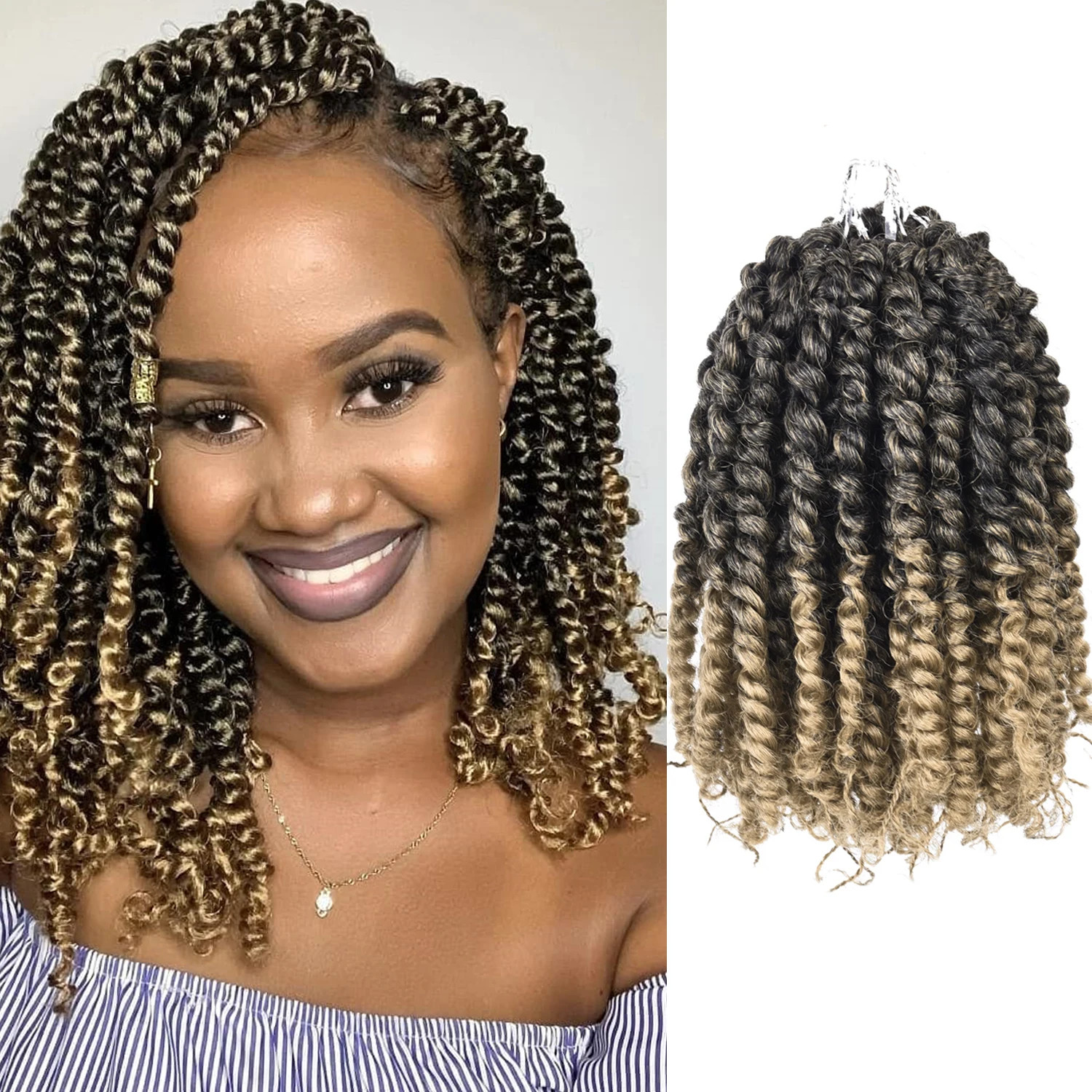 Pre-twisted Passion Twist Crochet Hair looped Synthetic Braiding Hair Extensions