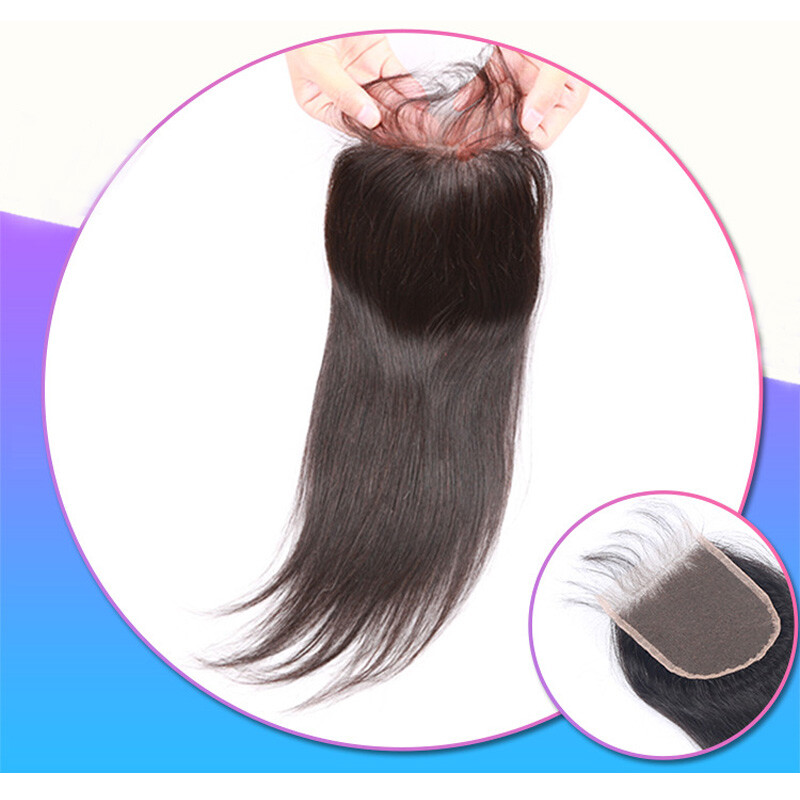 HD 7*7 Lace Closure Straight Body Wave Peruvian 100% Human Hair Free Part