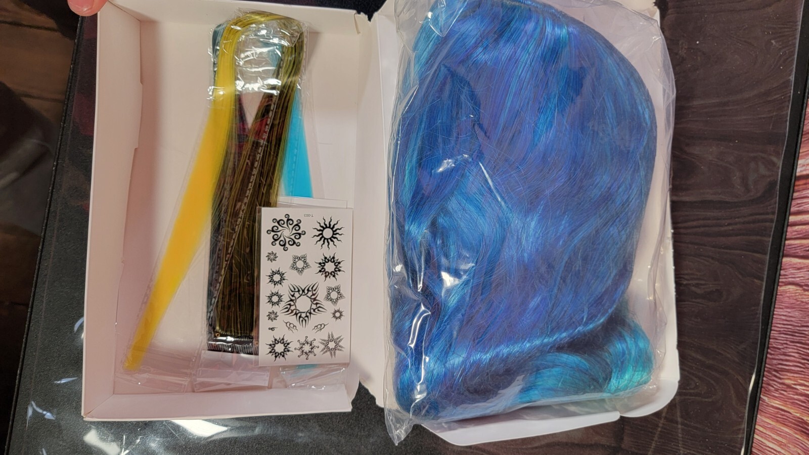 FAELBATY Ombre Blue Wig Short Curly Wig with Bangs Short Blue Wig for Women Girl