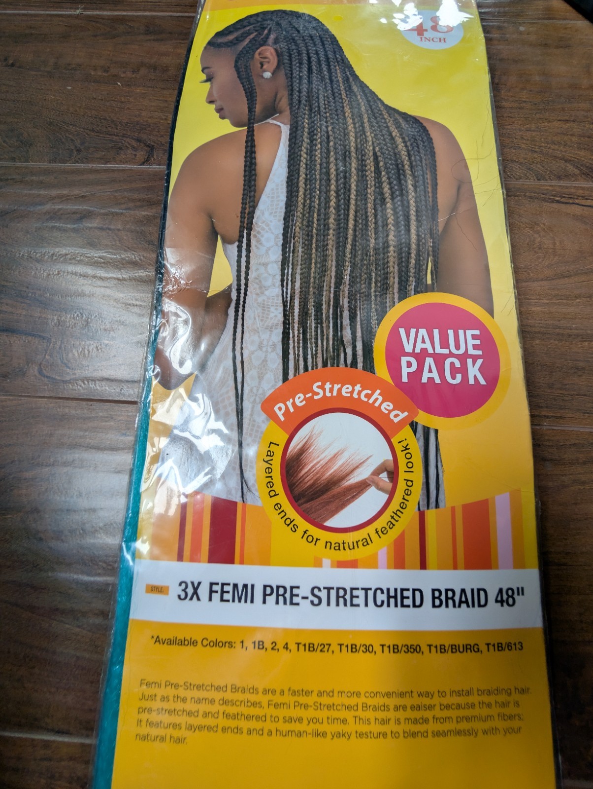 NEW Femi collection braid T1B Mint Braiding Pre-stretched 48 Inch- 3 Bundles USA