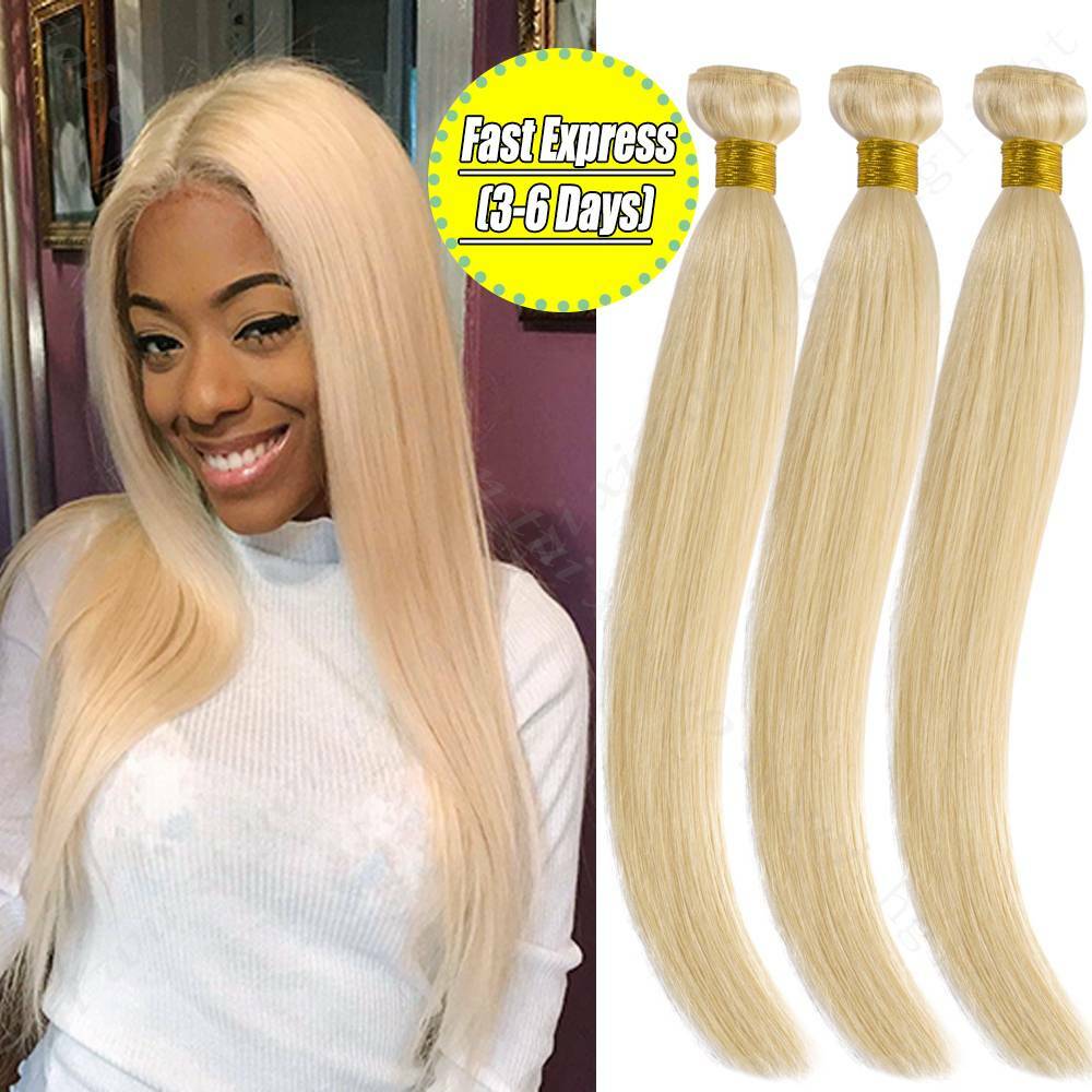 300G 3 Bundles Real Virgin Human Hair Extensions Weave Weft 8-30 Inch Blonde USA