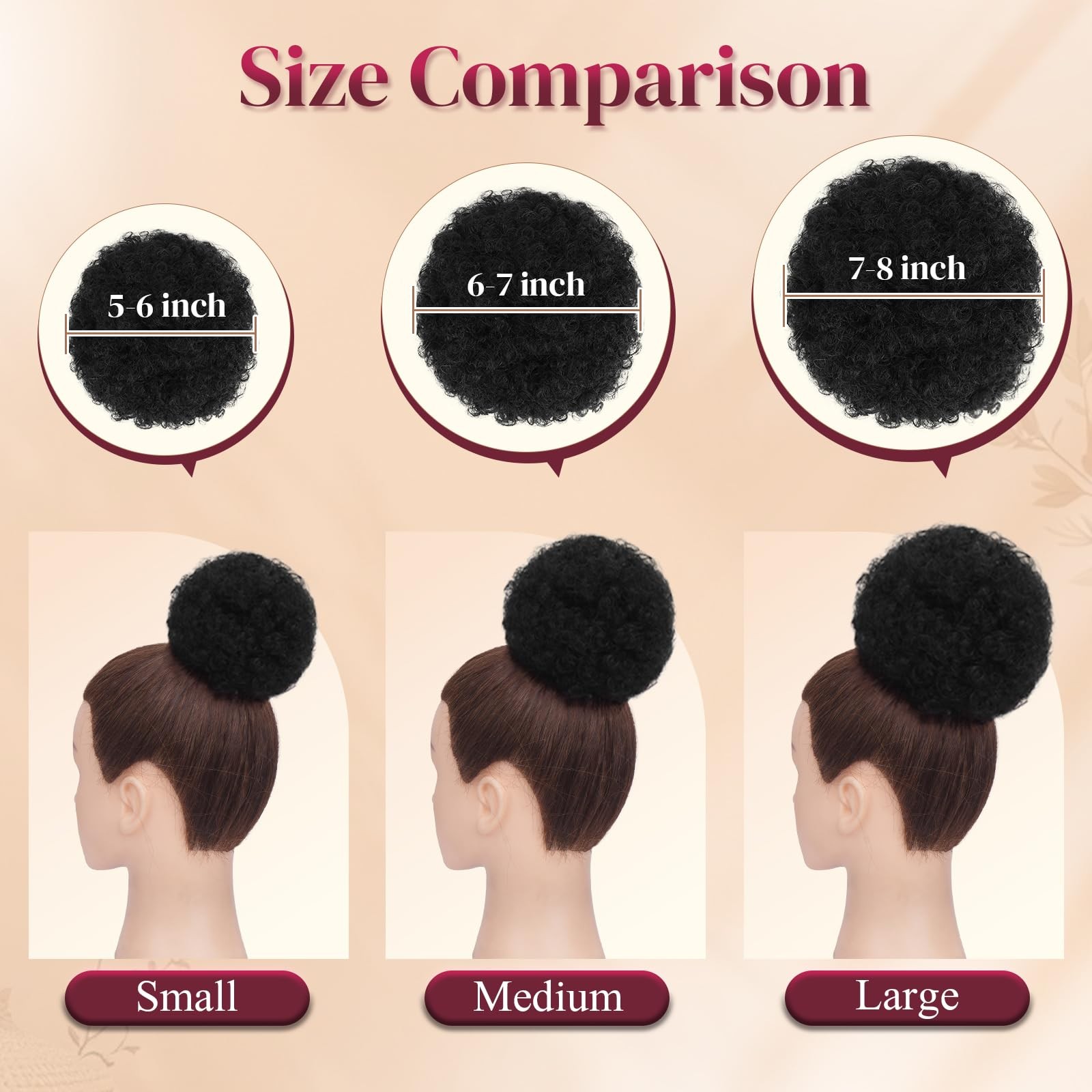 Afro Puff Drawstring Ponytail 100% Human Hair – 6-7 inch Diameter, 45g Weight