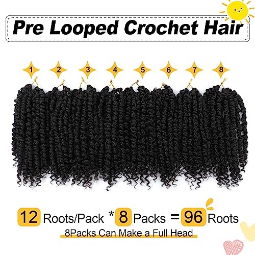 Passion Twist Hair 8 Inch 8 Packs, Pre Twisted Passion 8 Inch (Pack of 8) 1B#
