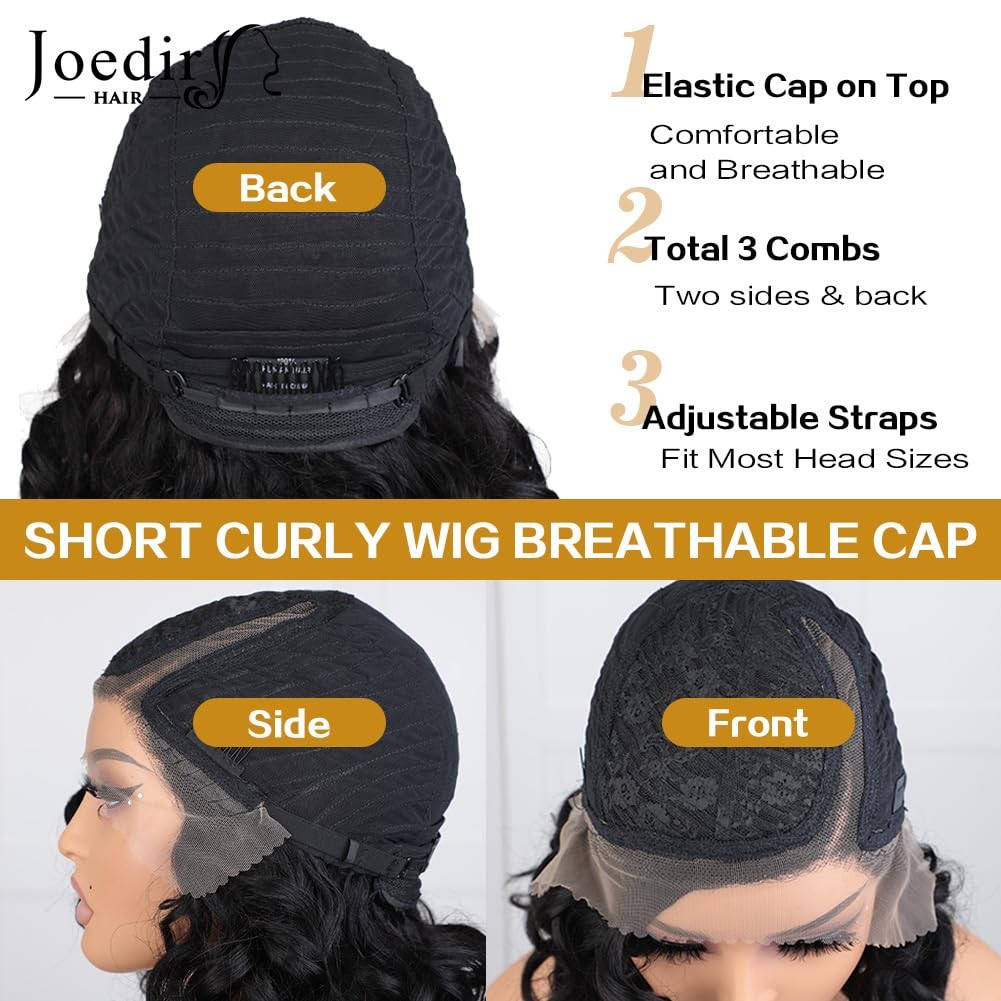 Joedir Hair Side Part Short Curly Human Hair Wig For Black Women C Parted Hd