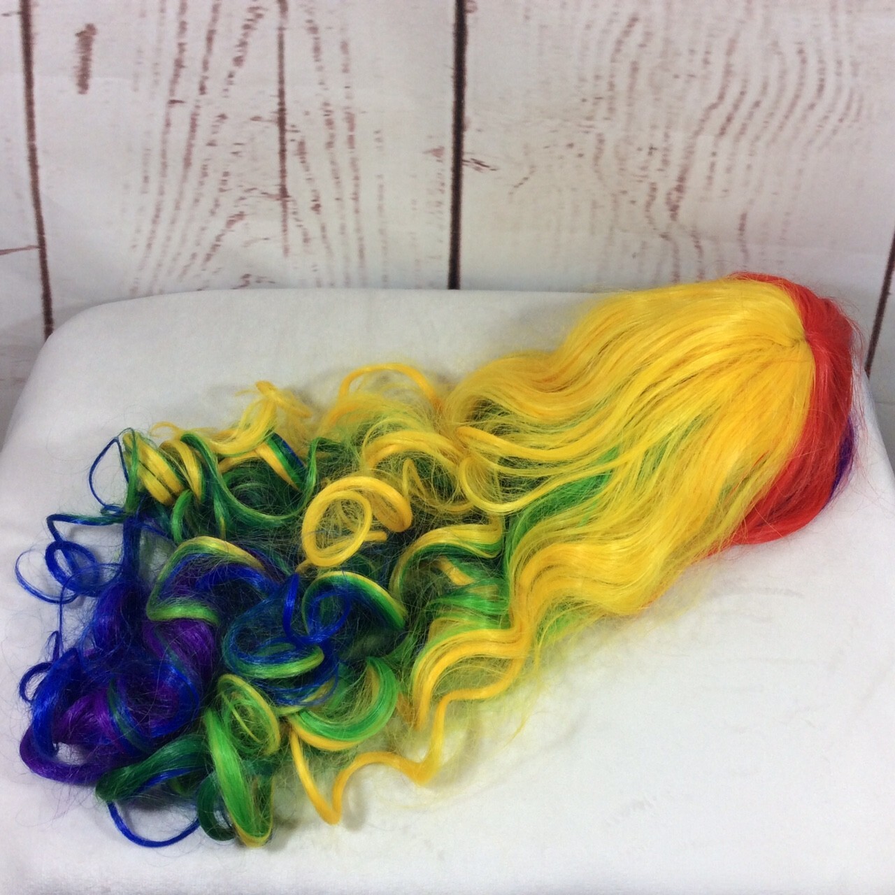 Rainbow Colorful Hair Wig 80s Rave Party Halloween Costume Cosplay Club Pride