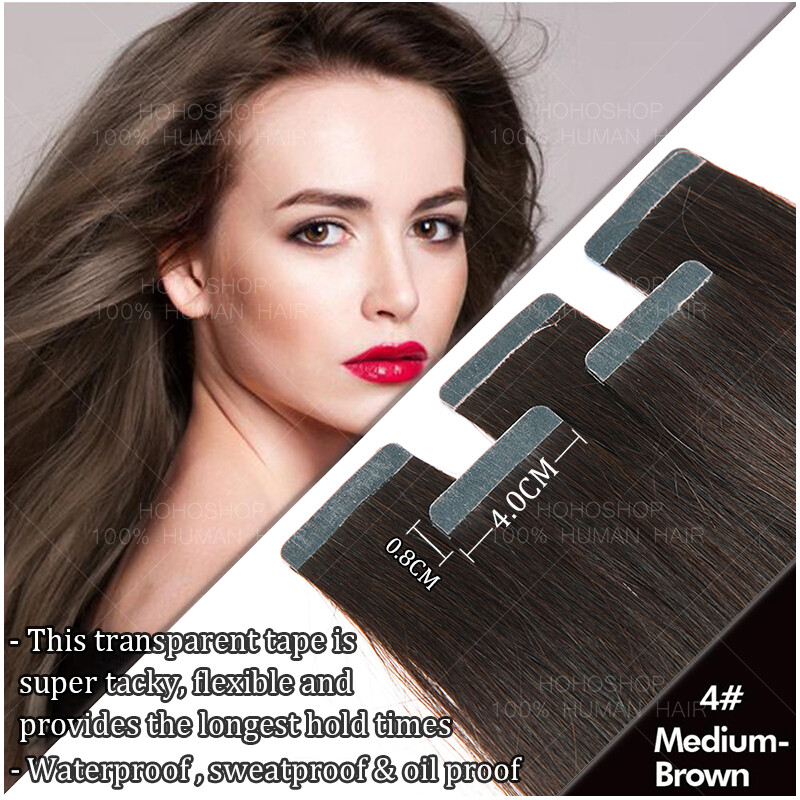 Straight Tape In 100% Remy Human Hair Extentions Full Head Black Brown Blonde 8A