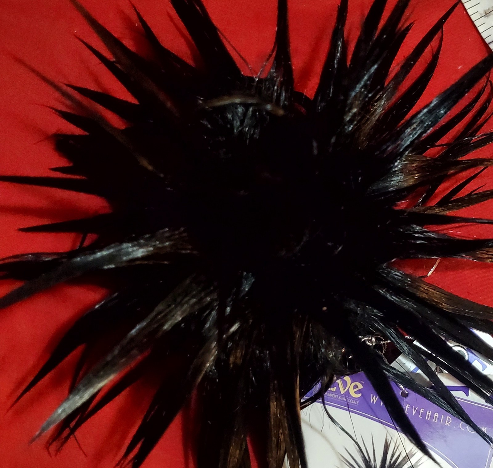 Black Spiky Hair Topper Clip in Hairpiece Drawstring By EVE