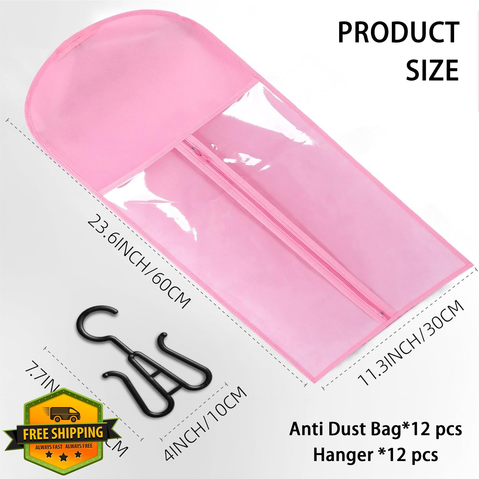 Kneysan Wig Storage Bags with Hanger Pink 60x30cm