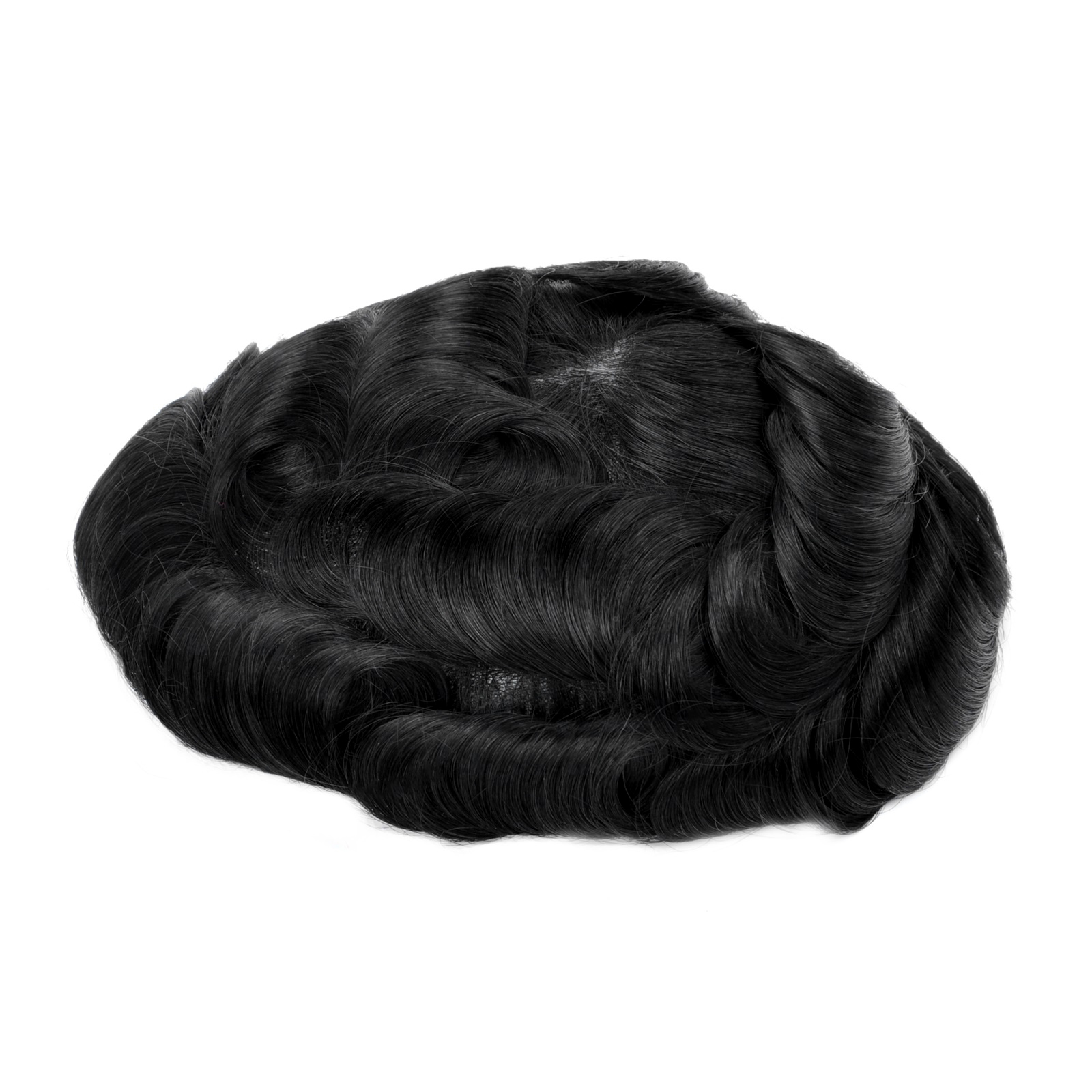 GEX Mens Toupee Hair Piece V-loop 0.12mm Thin Skin Human Scalloped Front