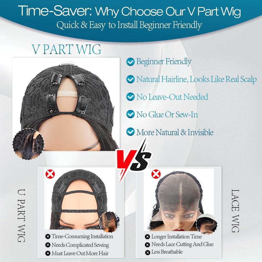 20 Inch V Part Human Hair Wig – Burmese Curly, 180% Density, No Sew, Glueless, C