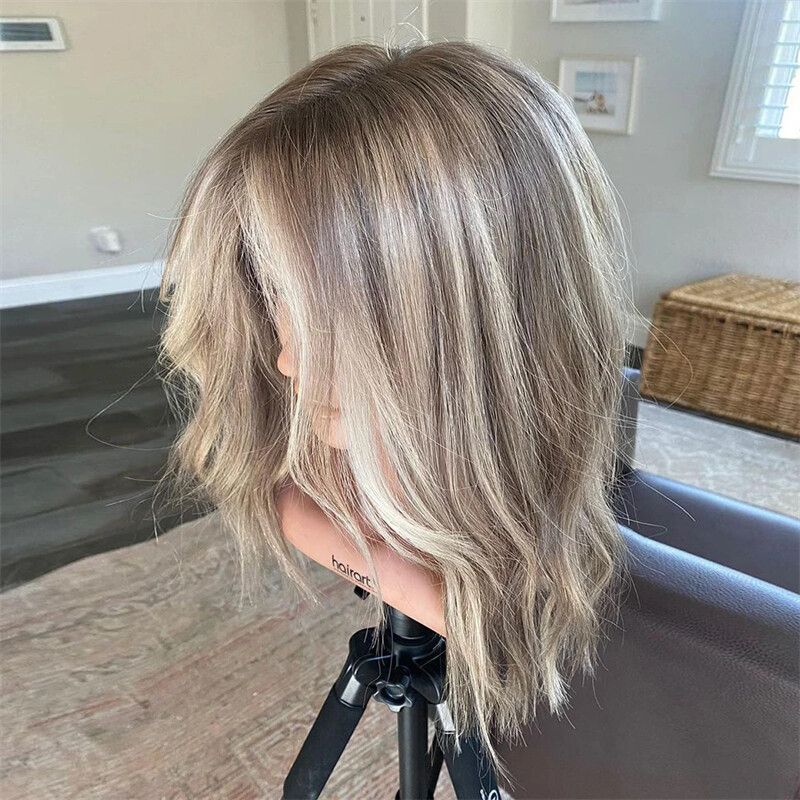 Ombre Highlight Blonde Loose Wave 13×4 Lace Front Human Hair Wig High Quality
