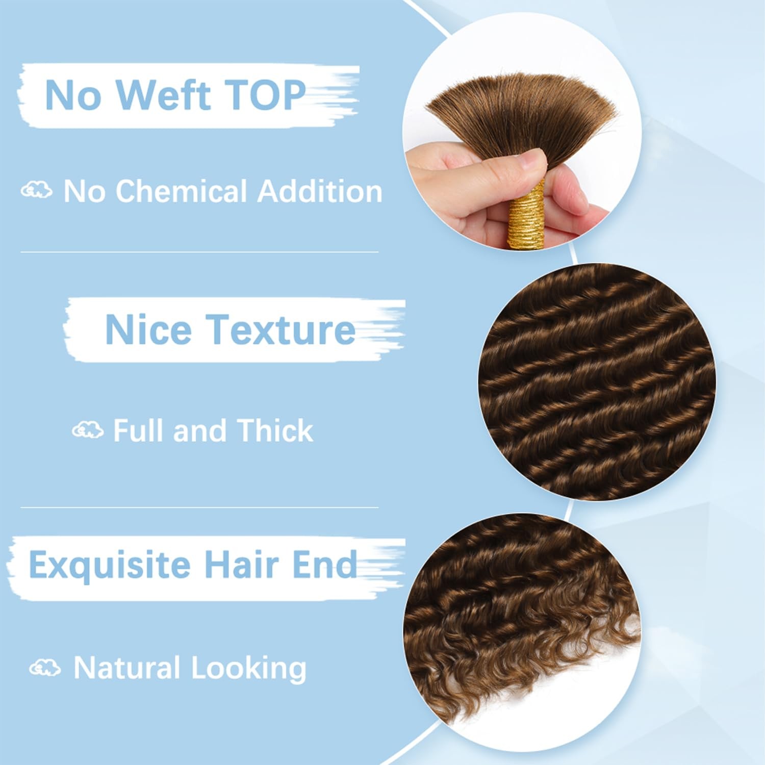 Chocolate Brown Braiding Hair 6 Bundles/Pack 150g 16 Inch Deep Wave Human Hai…
