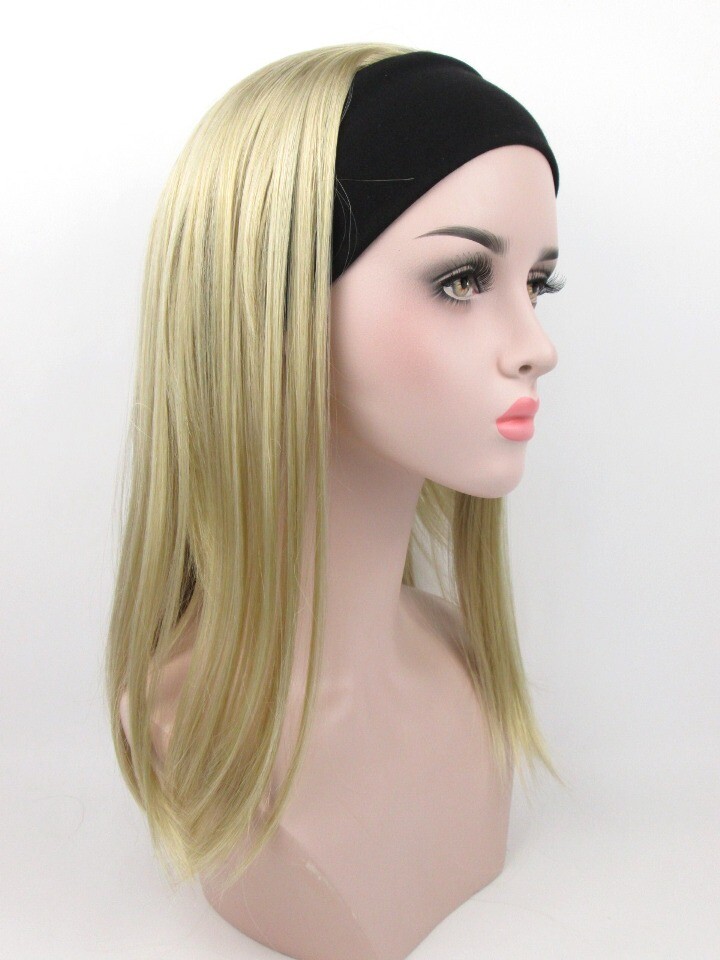 WOMENS 18″ LONG STRAIGHT HAIR LAYERED WIG HAIRPIECE W/ ELASTIC HEADBAND PATRICIA