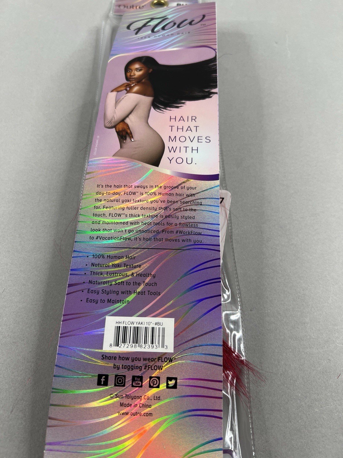 10″ Flow #BU Burgundy Yaki Straight 100% Human Hair Extensions