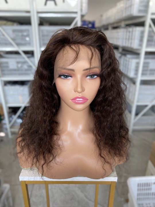Deep Wave 14inch Chocolate Brown 13×2.5 Transparent Lace Front Wig Human Hair