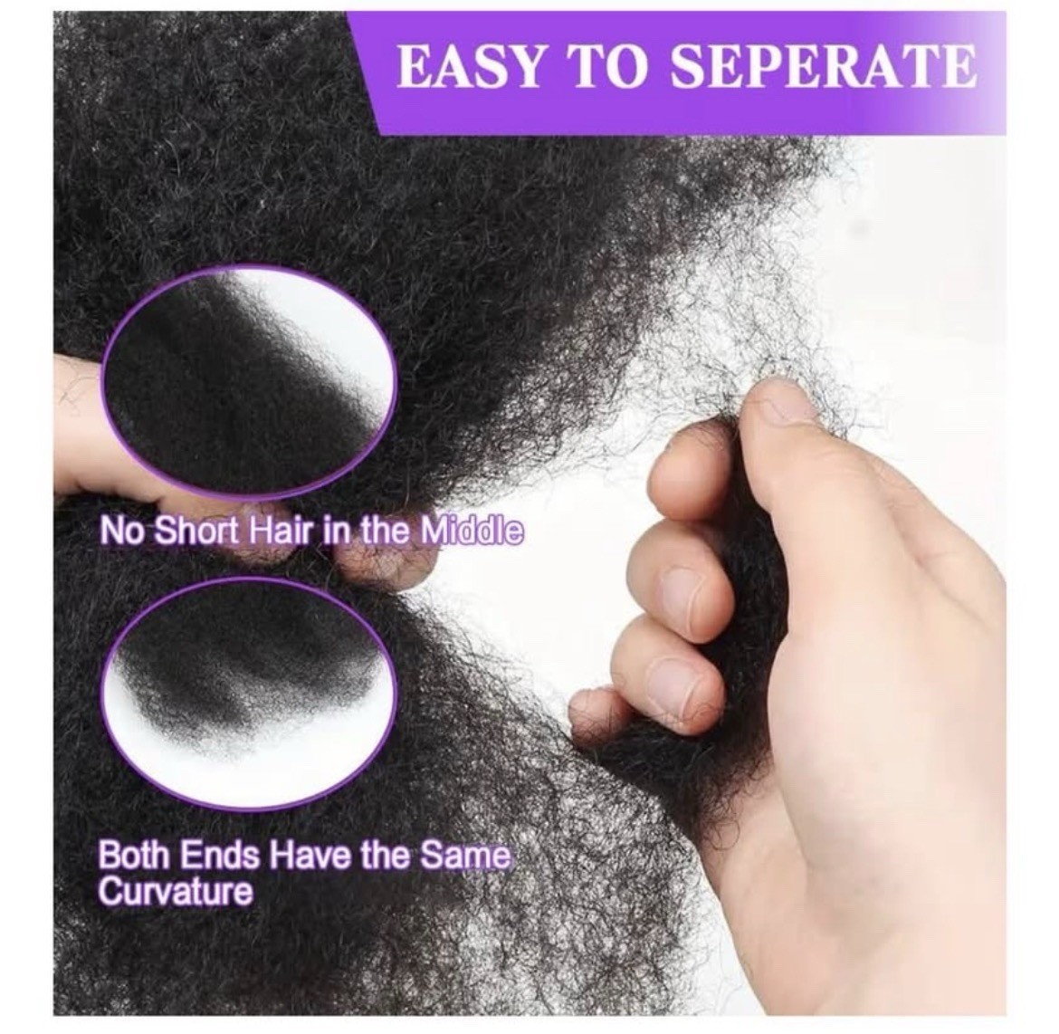 HUMAN HAIR for Dreadlocks Extensions Locs Afro Kinky Curly Twist Black 16” NEW