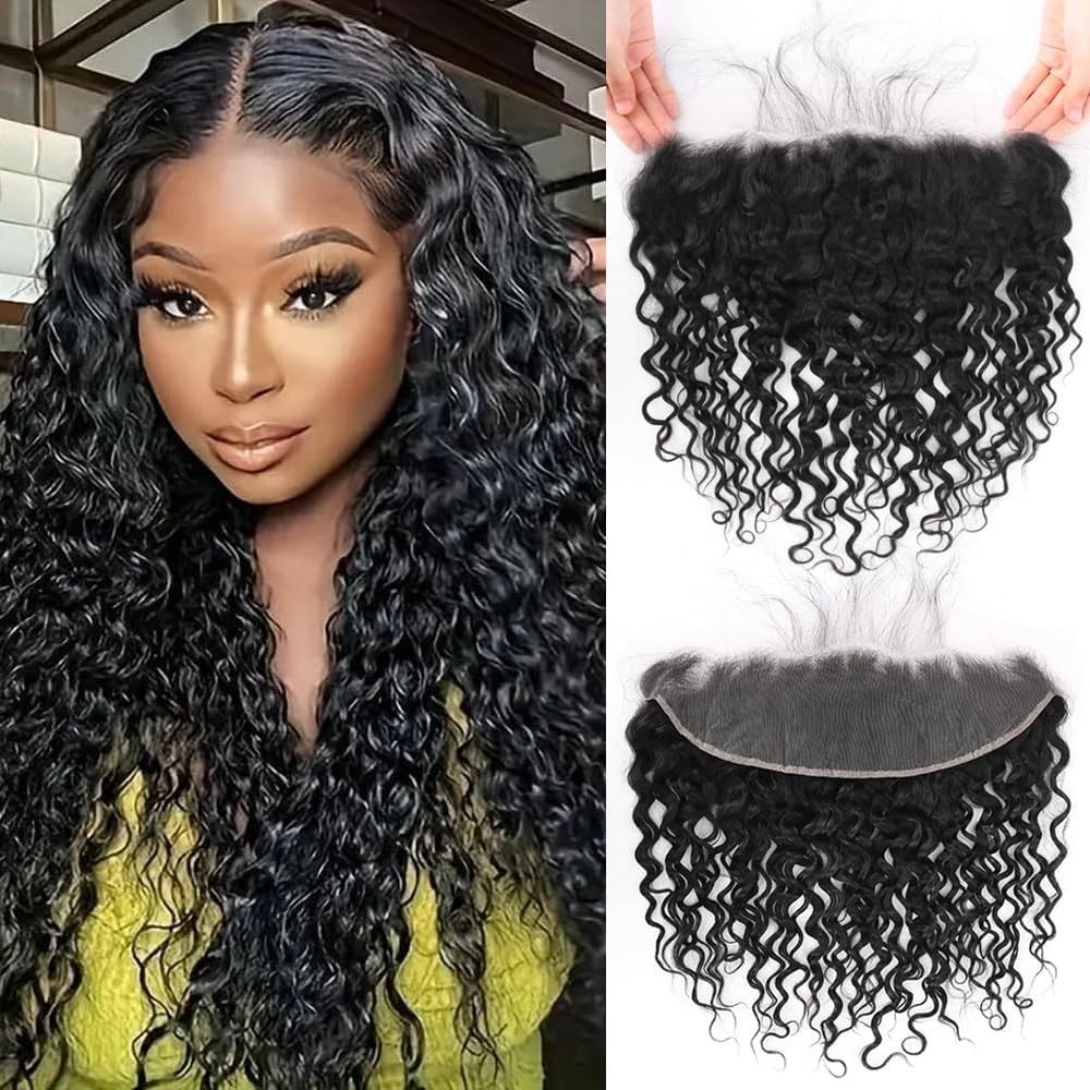 Brazilian Water Wave Virgin Human Hair 13×4 Ear to Ear Lace Frontal Hair Closure