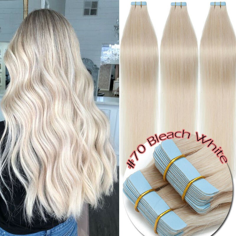 Thick Tape In Human Hair Extensions Straight Long Lasting Remy Hair Skin Weft15A