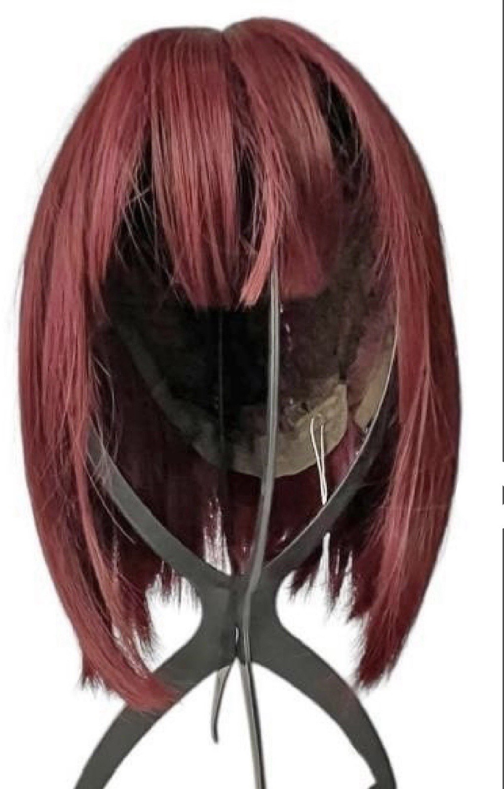 Straight Burgundy Red Bob Wigs For Women Short Maroon Bob Synth Hair Wig Bangs