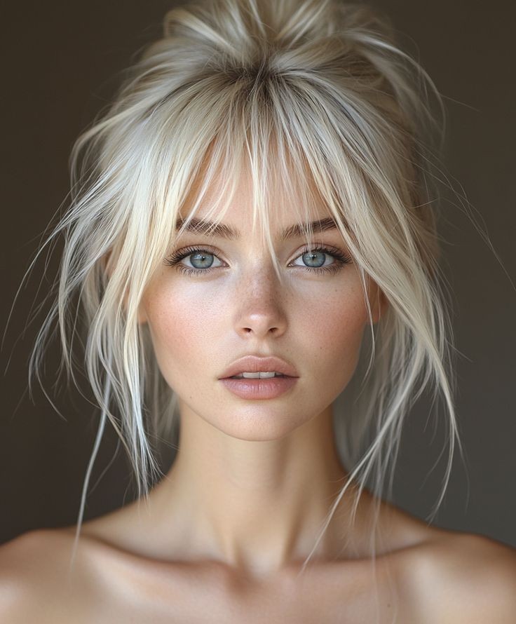 Ombre Blonde Full Lace Wigs with Bangs 100% Human Hair 16 Inch Cap Size 21.5inch