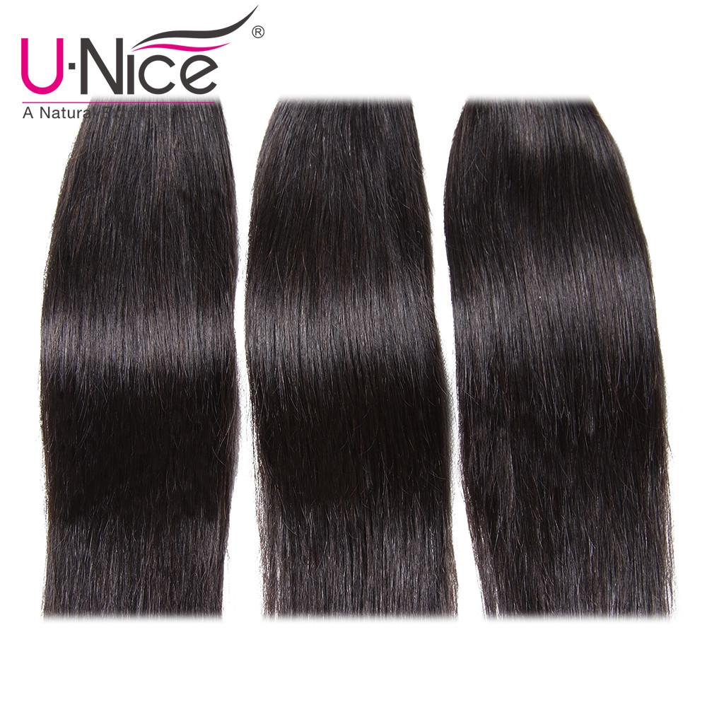 UNice Hair Indian Straight Human Hair Extensions Weaves 1-3 Bundles Weaves Wefts