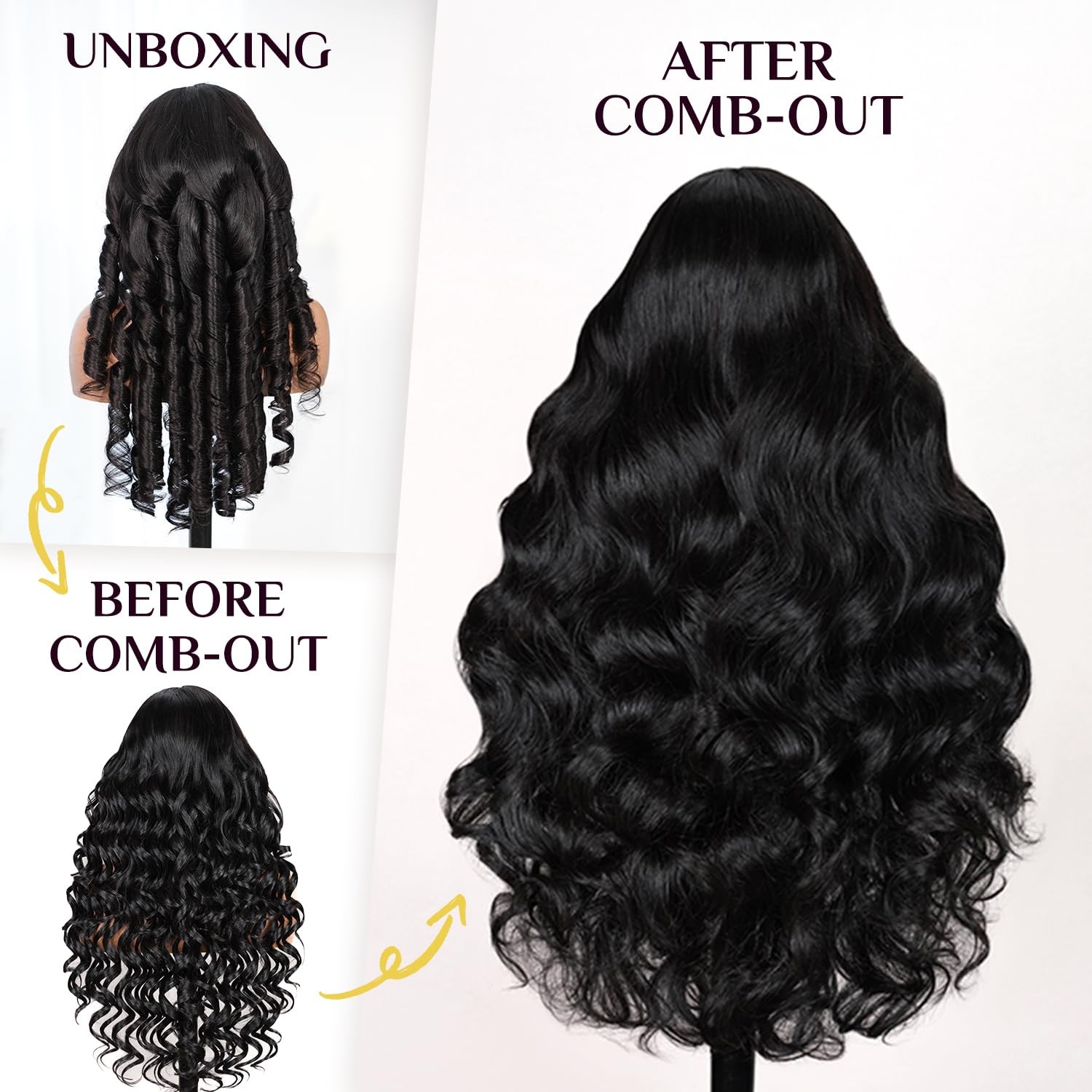 Teslal Black Pre Cut Lace Wear And Go Body Wave 6X6 Hd Lace Wigs 260 Density