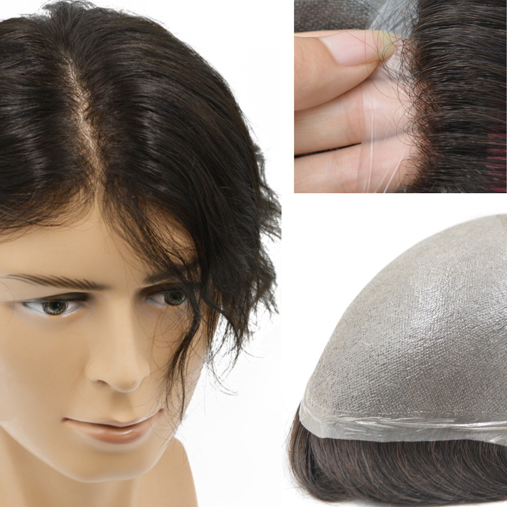 0.04MM Poly Thin Skin Hairpiece Men’s Super Thin Skin Toupee Hair System for Men