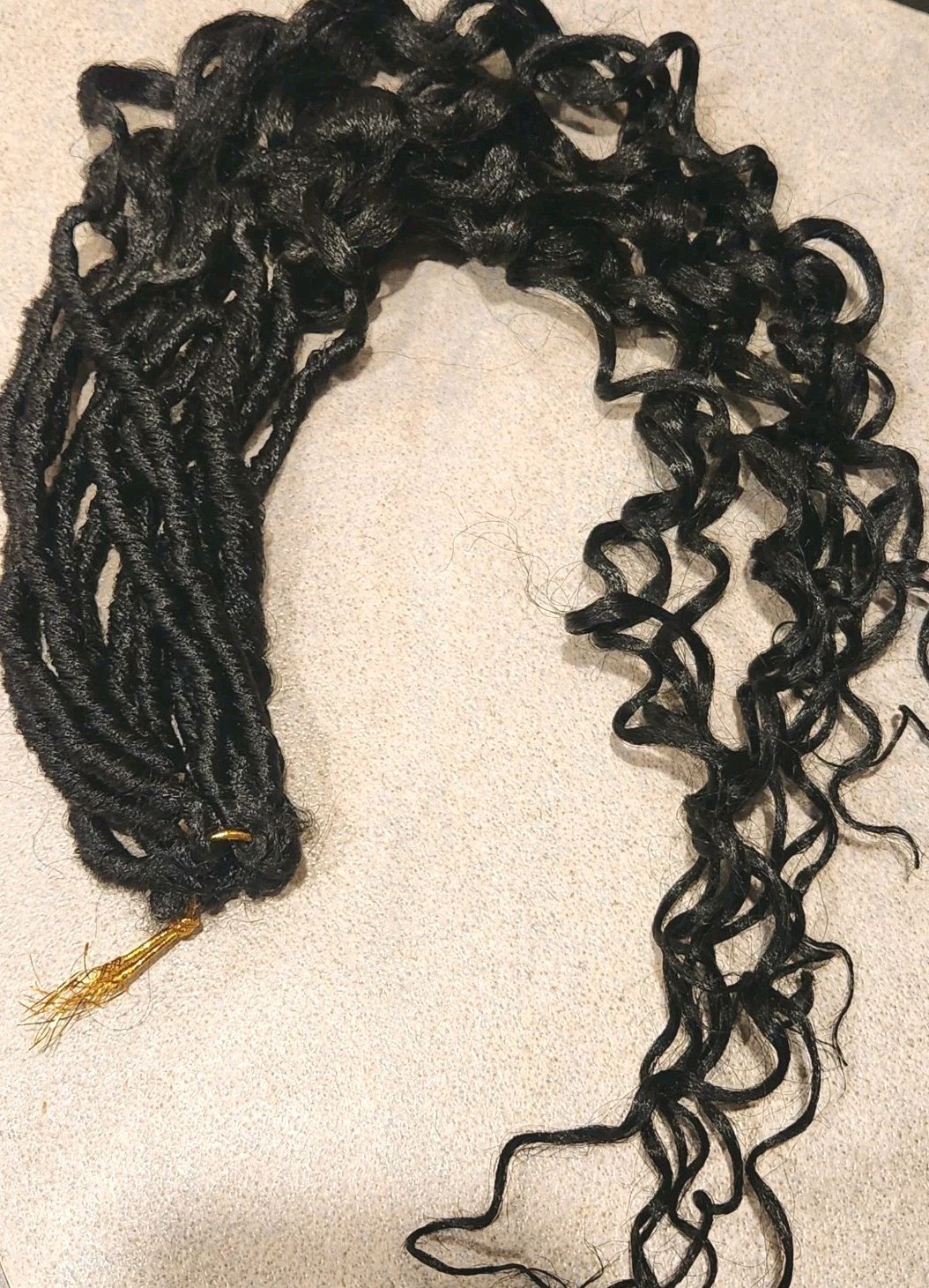 24″ Long Deep Wave Hair Extensions Goddess Locs Crochet Loop Faux Black Woman 1B
