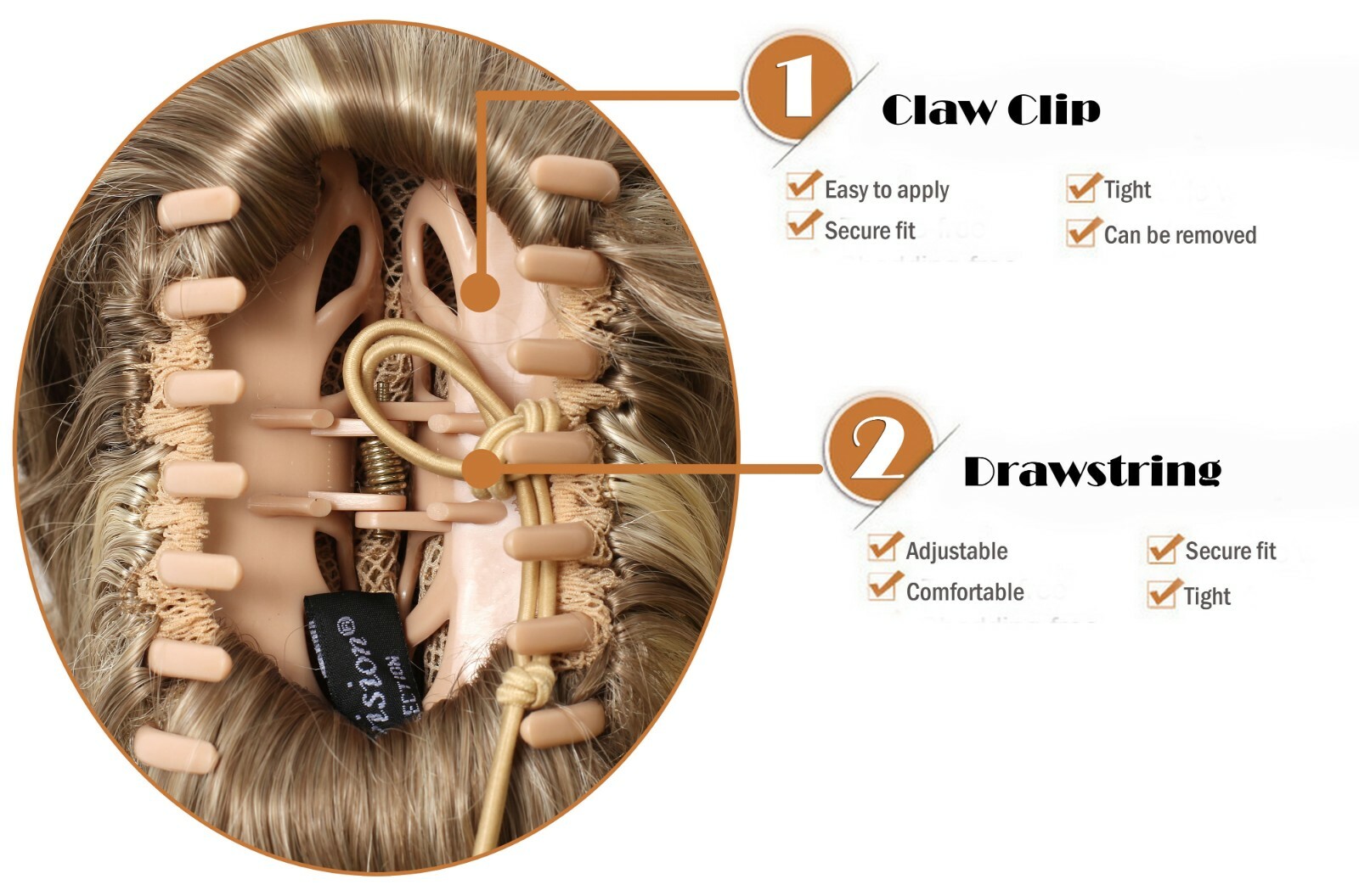Onedor 15″ Synthetic Fiber Curly Ponytail Hair Extension with Clip-in Jaw Clips