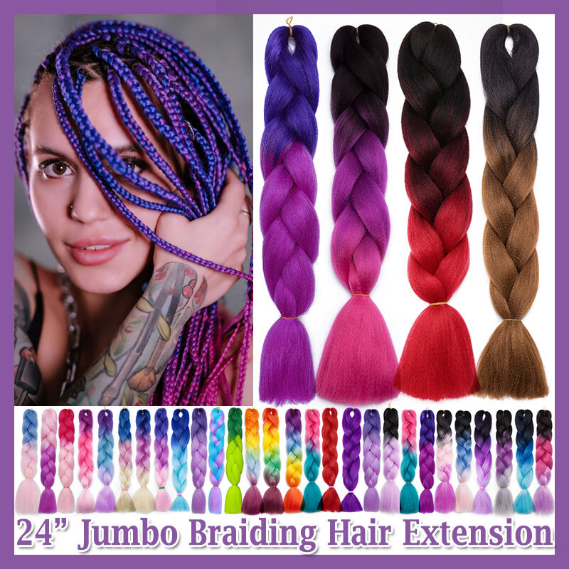Crochet Box Braiding Long Jumbo Braid Hair Extensions Rainbow Festival Braided