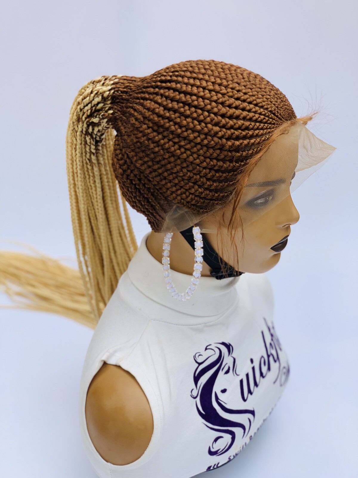 Ponytail Braided wig,Box Braids,Full Lace braid wig,Braid wig,Senegalese Updo