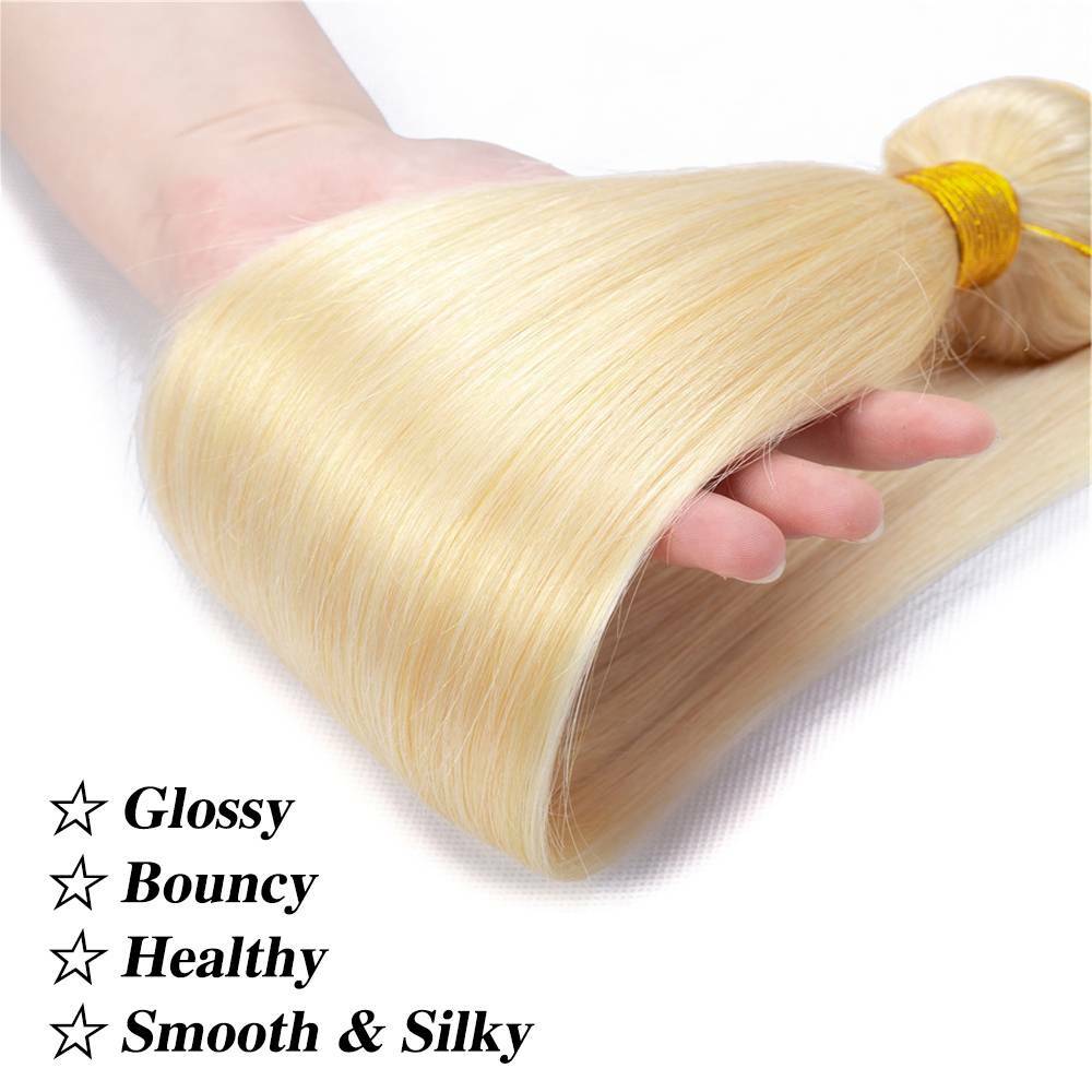100% Real Virgin Human Hair Weft 100g/Bundle 300g Full Head Sew-In Weaves Blonde