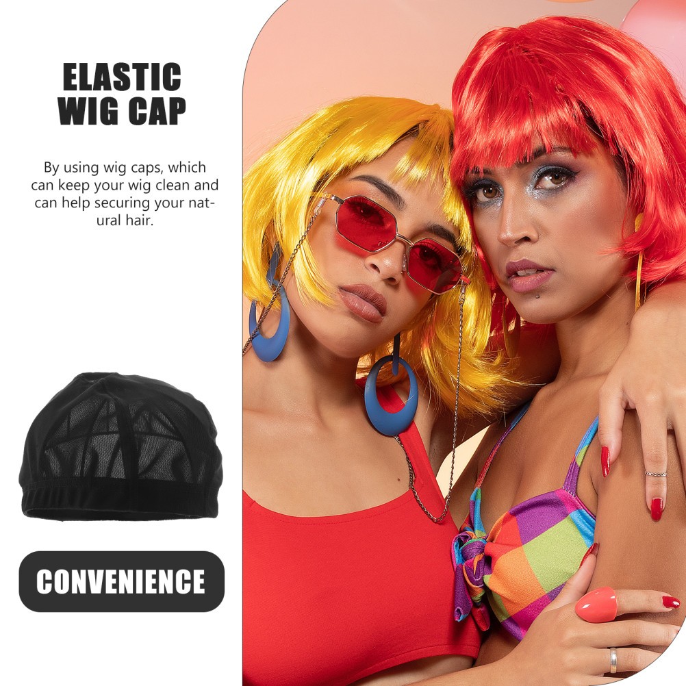 3Pcs Durable Black Wig Caps Elastic Mesh Net for Wig Use Comfortable Headwraps