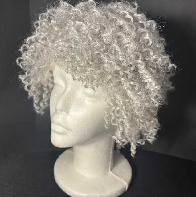 Femi Collection Grey Tight Curl Wig / 100% Synthetic / Non Flammable Fiber