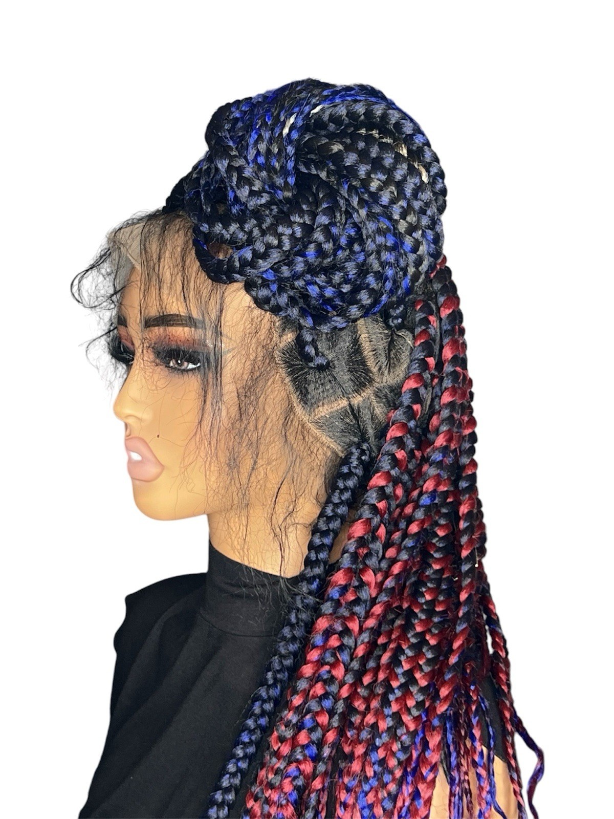SYNTHETIC BRAID HAIR EXTENSION BLACK/BLUE/RED 26 IN WOMEN
