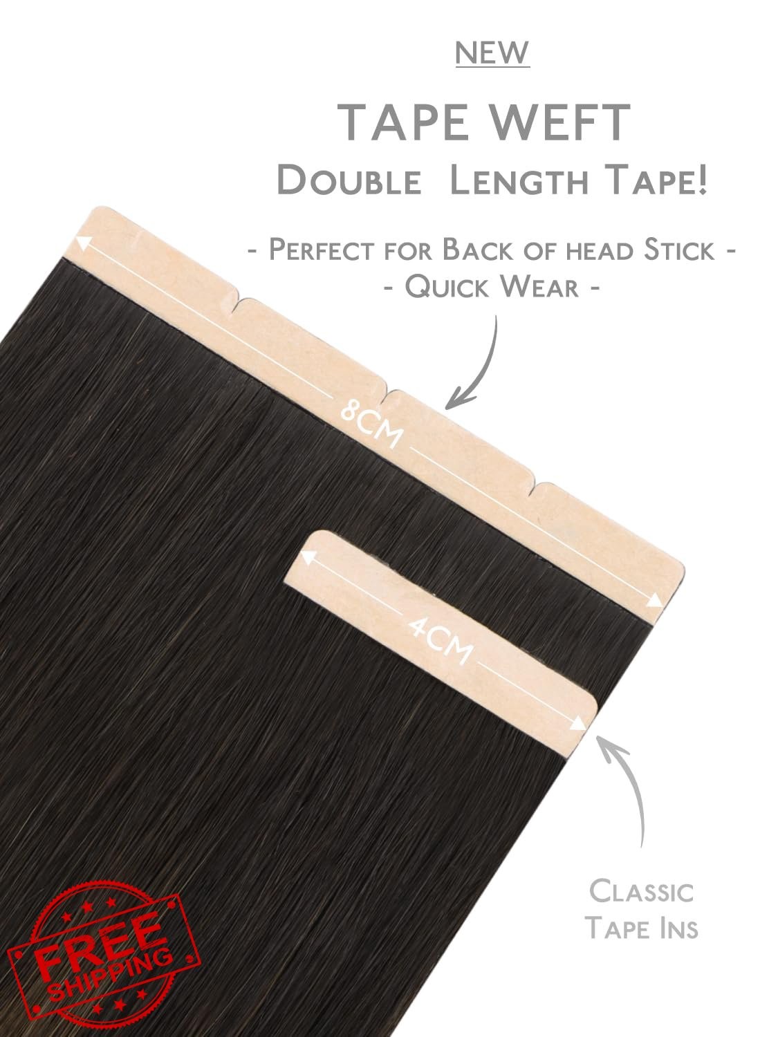 Wennalife 8cm Tape Hair Extensions 24 inch 100g 20pcs Balayage Dark Brown Che…