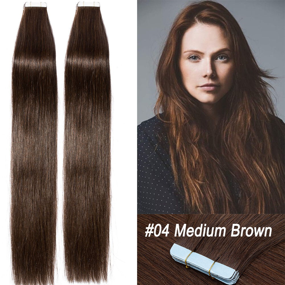 12″-24″ Tape-in 100% Remy Human Hair Extensions Skin Weft Full Head New #Ombre