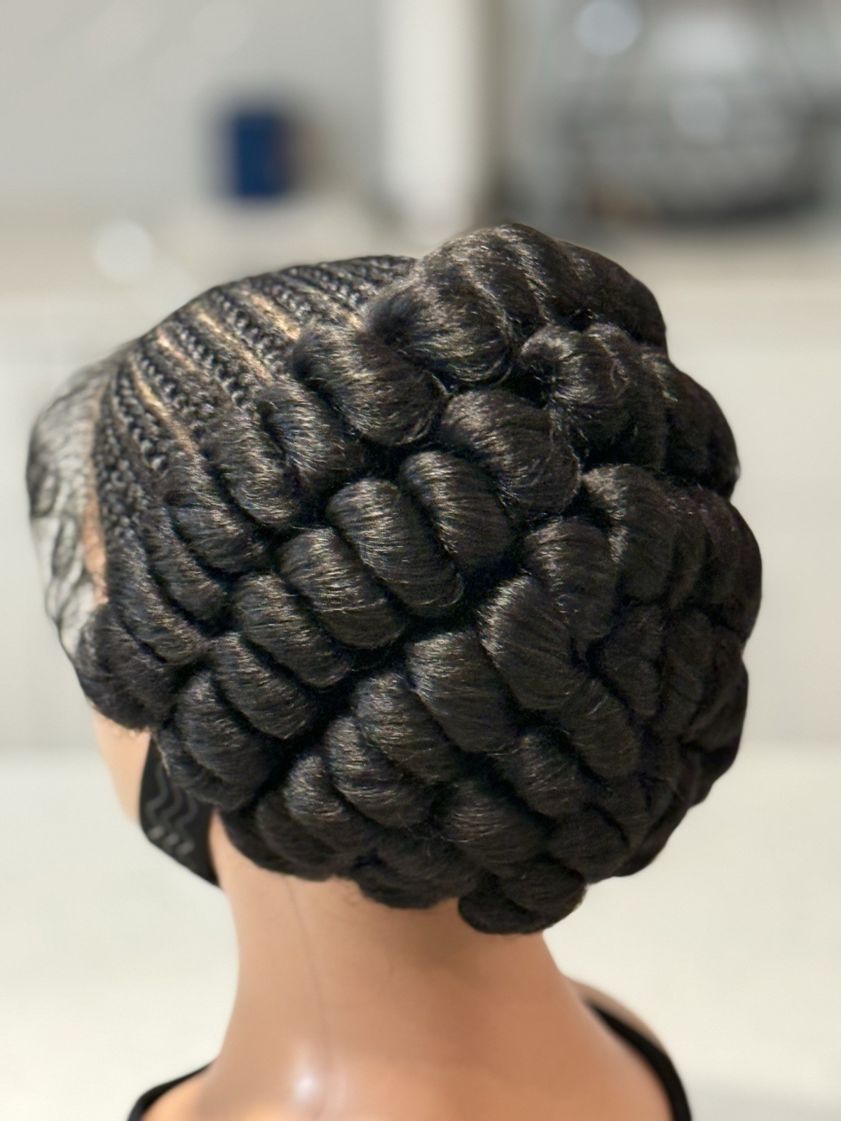 Handmade Braided Cornrow Bantu Wig. It Is Made On A Full Lace Wig.