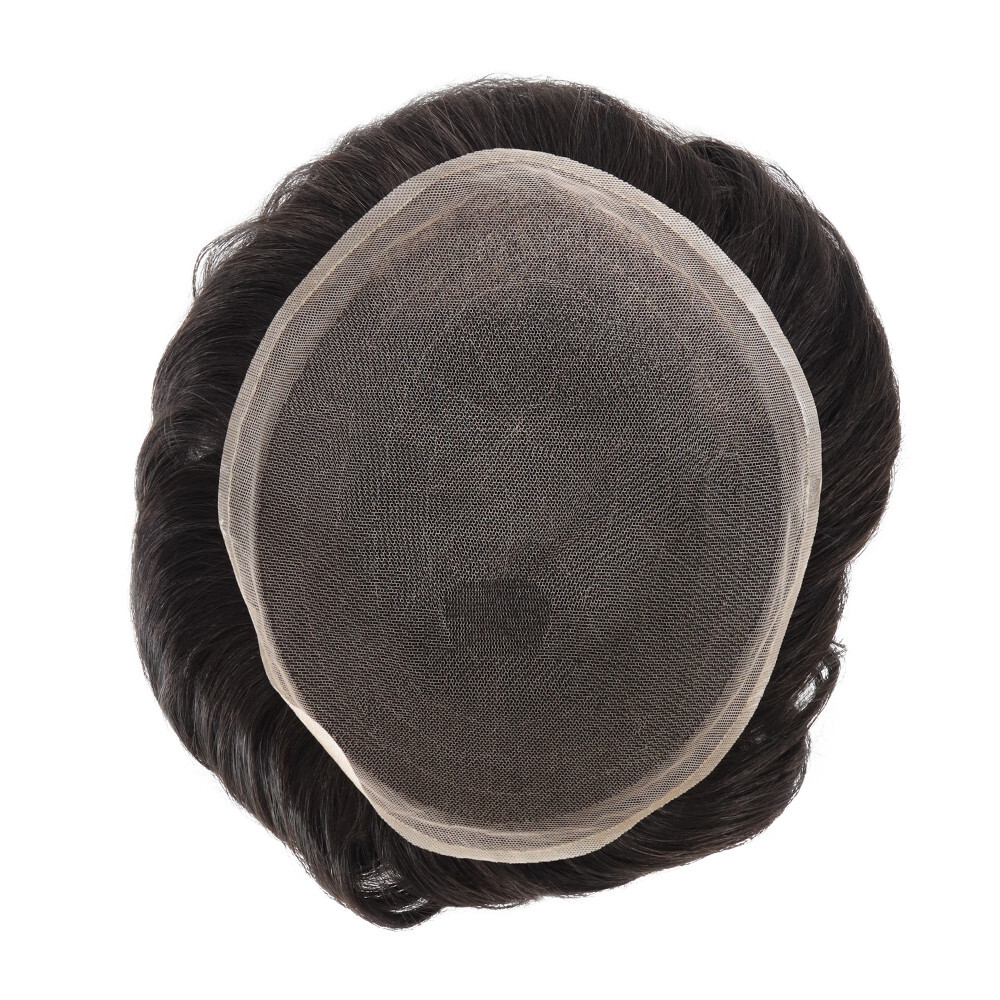 Mens Hair Toupee System Full French Lace Human Hair Reoplacement Hairpieces