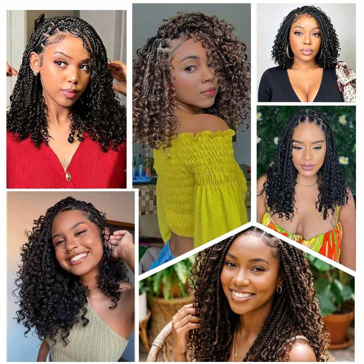 8 Packs Bohemian Goddess Box Braids Crochet Hair Curly 12 Inch Boho Crochet B…