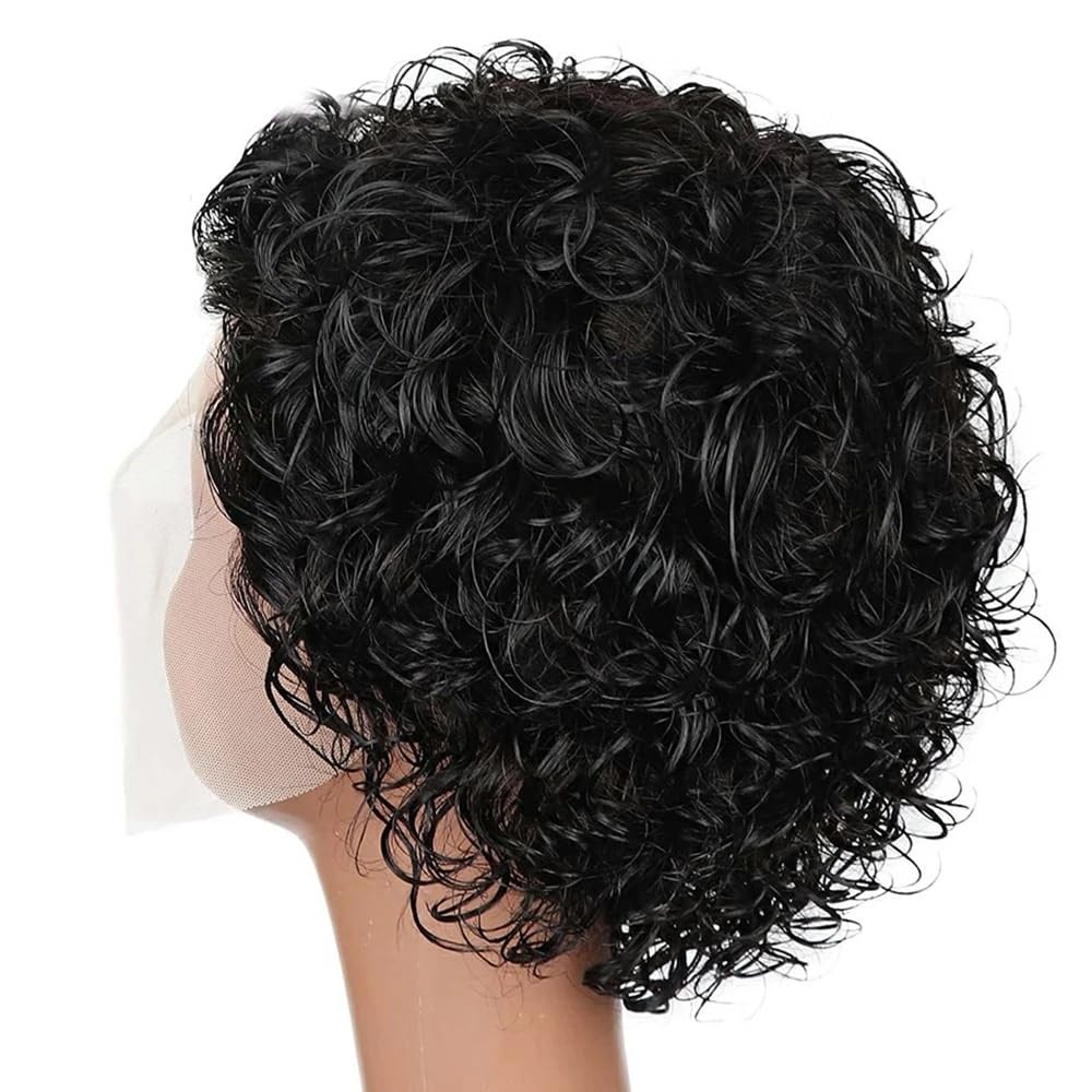 Yiifiulyn 6 Pixie Cut Wig Human Hair, Short Curly 13×1 Lace Front Human Hair …