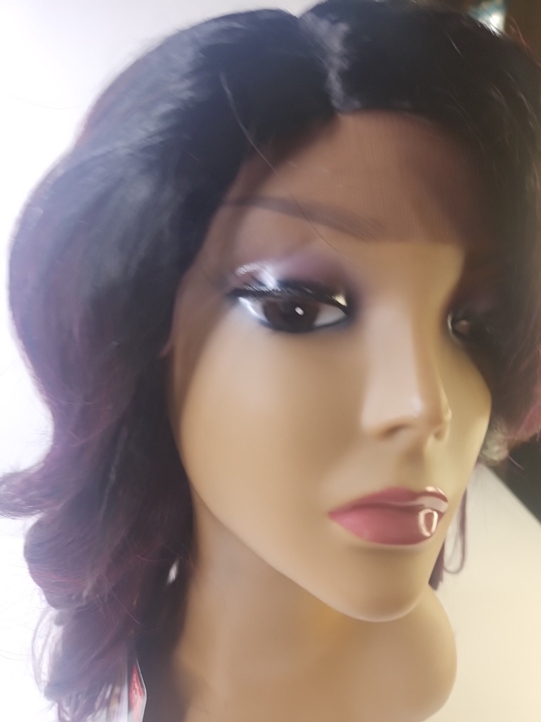 It’s A Wig Swiss Lace Front Wig TT P Burgondy/ Purple Black Color Higheat400°F.