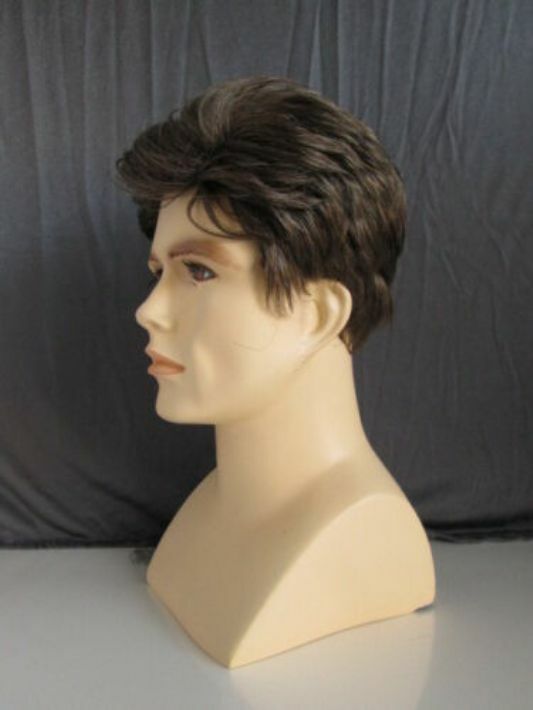 MENS MALE SHORT STRAIGHT WAVY HAIR WIG TAPERED BRUSHED BACK JOHNNY POMPADOUR