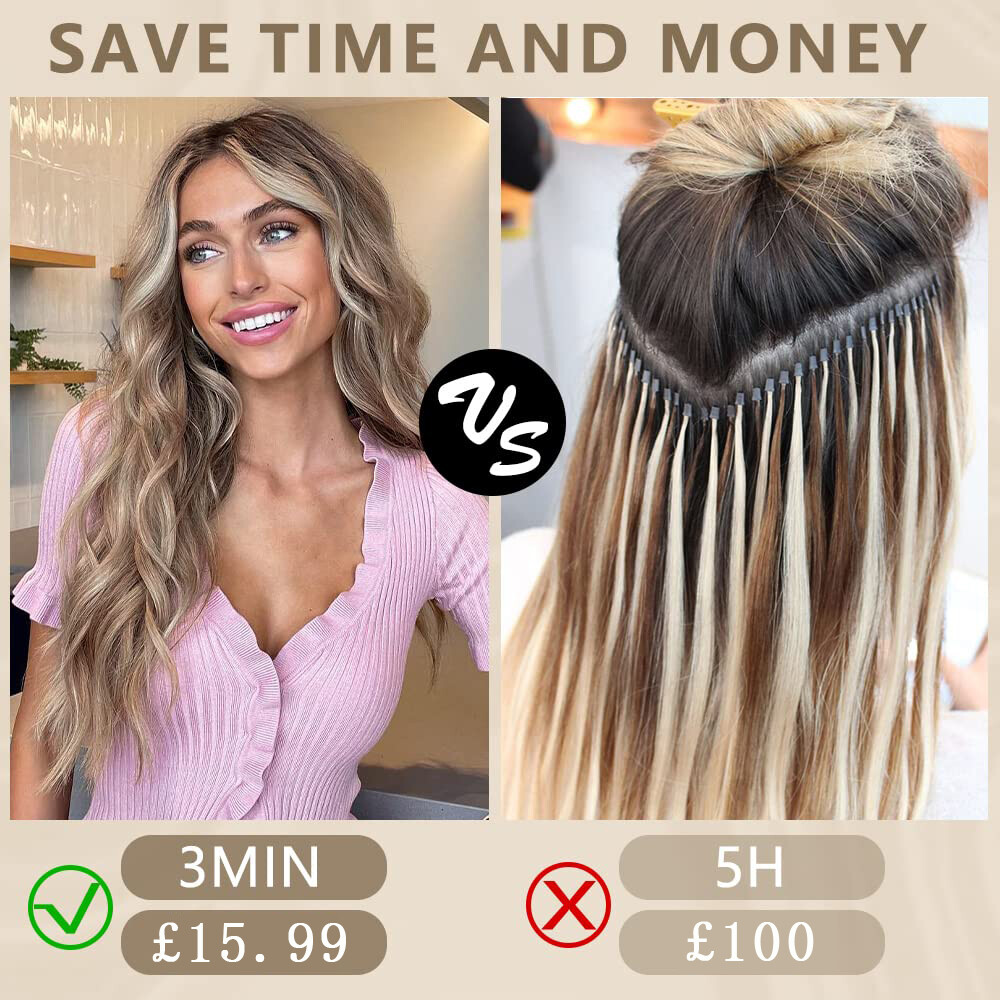 100% THICK 4PCS Clip in Hair Extensions Long Wavy Hair Extensions 22″ Hairpiece