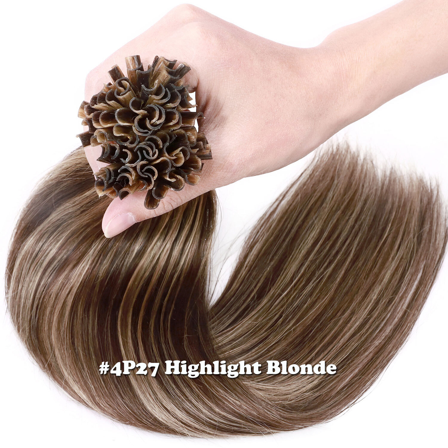 100% Indian Remy Hair Keratin Pre Bonded Nail U Tip Human Hair Extensions Blonde