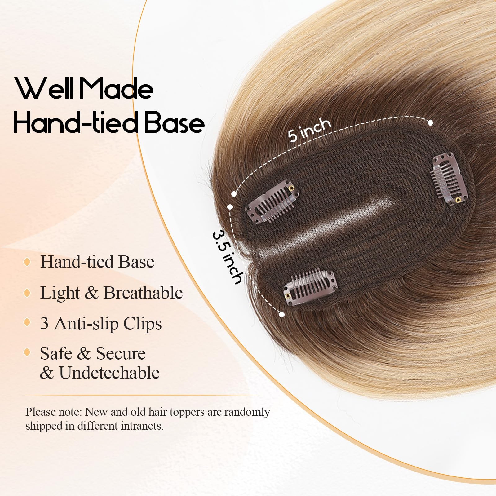 EMMOR 14in Synthetic Hair Topper with 3 Clips 5×3.5 Base Ombre Light Blonde