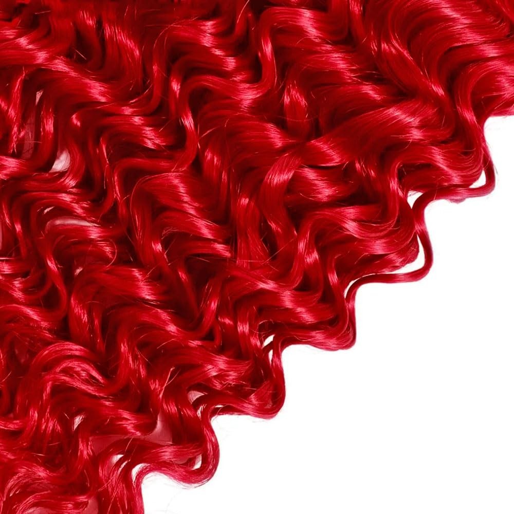 Zevpiul Red Bundles Human Hair Burgundy Deep Wave 3 Bundles 28 30 32 Inch